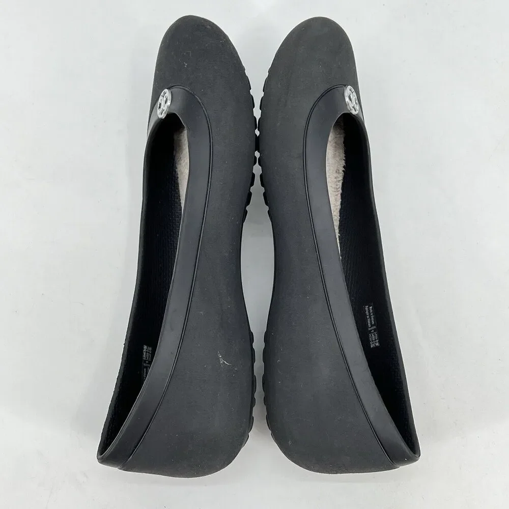 Crocs Mammoth Ballet Flats Dark Gray Faux Fur Women's Size 8